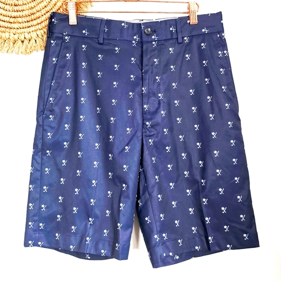 Walter Hagen New Perfect 11 Flat Front Palm Navy Blue Golf Shorts Mens SZ 30 - Picture 2 of 13